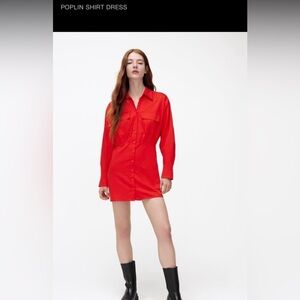 Zara Vibrant Red Long Sleeve Dress